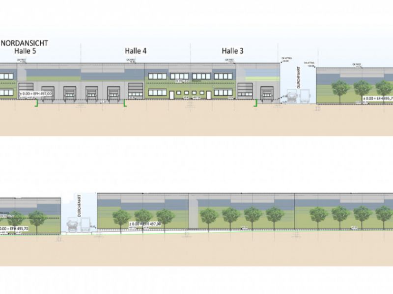 e. 1.1 ansichten  schnitt unternehmerpark 7 hallen 2024 04