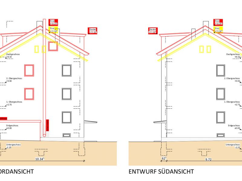 1.8 entwurf nord  und suedansicht